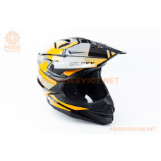 Шолом кросовий (стандарт DOT) GLX-803 L (59-60см), чорно-помаранчевий