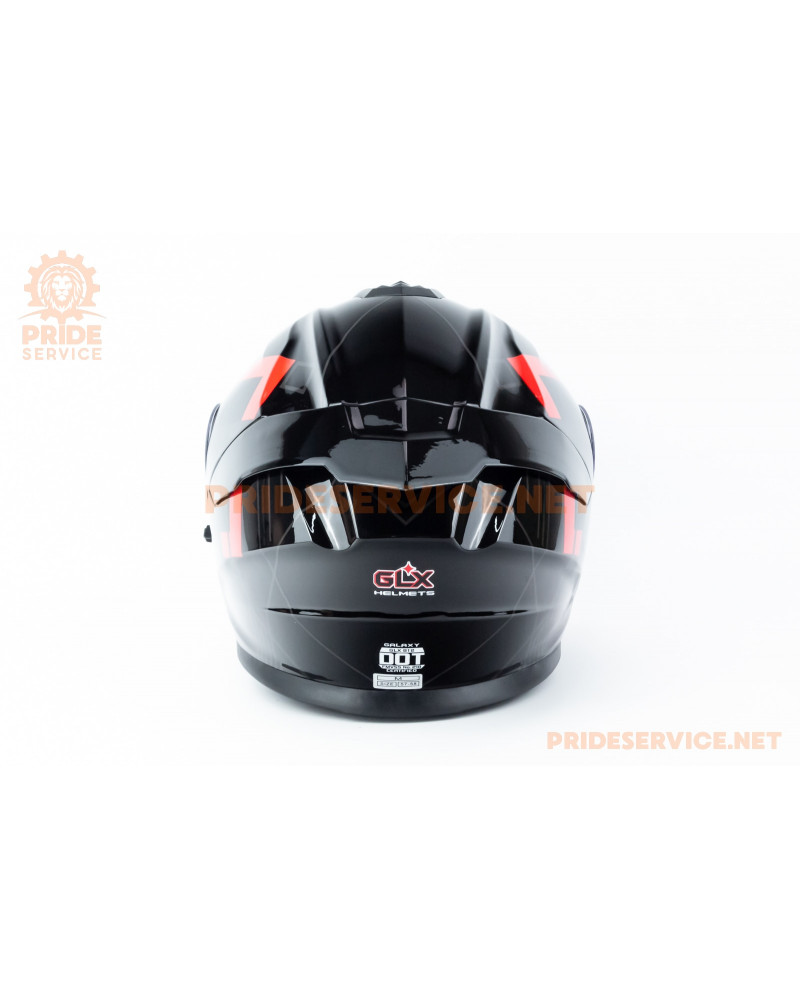 Шолом модуляр з відкидним підборіддям (стандарт DOT), висувні окуляри GLX-912 M (57-58см), чорно-червоний