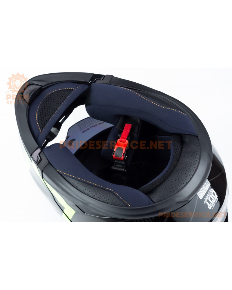 Шолом модуляр з відкидним підборіддям (стандарт DOT), висувні окуляри GLX-912 L (59-60см), чорно-салатовий