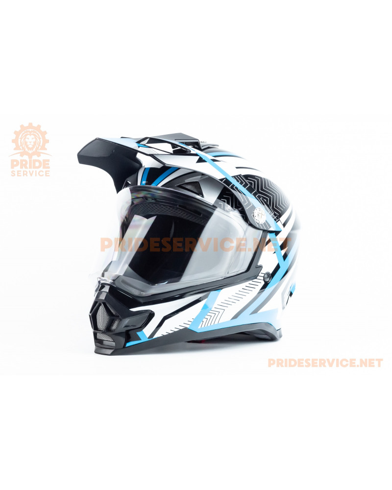 Шолом кросовий з візором F-819-6 XL (61-62см), чорно-синій