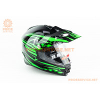 Шолом кросовий з візором F-819-6 L (59-60см), чорно-зелений Шолом кросовий з візором F-819-6 L (59-60см), чорно-зелений