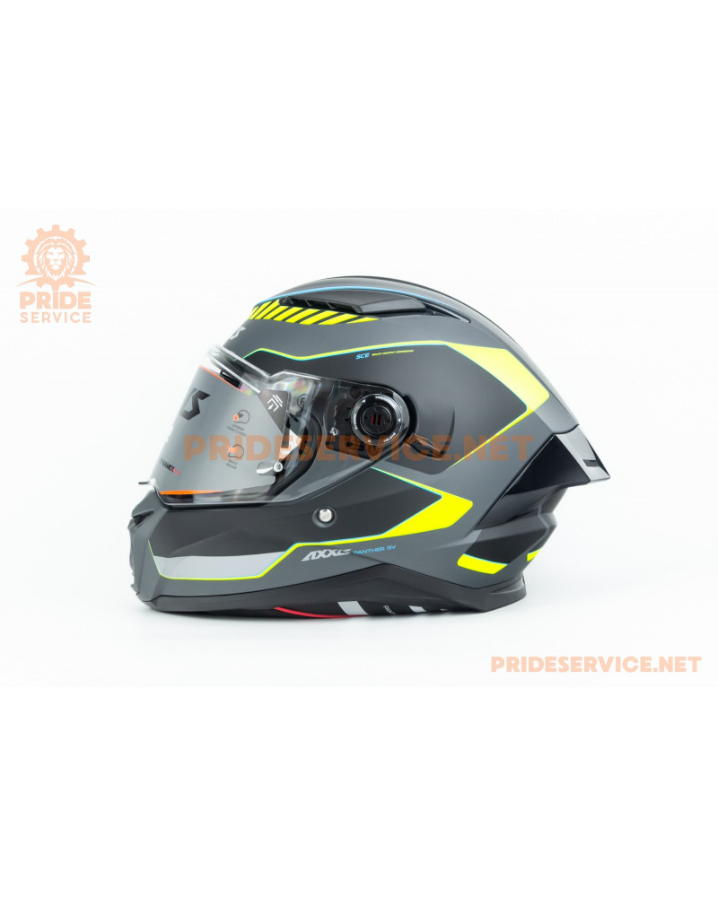 Шолом інтеграл PANTHER SV GALE (стандарт DOT/ECE), висувні сонцезахисні окуляри L (59-60см), чорно-салатовий мат Шолом інтеграл PANTHER SV GALE (стандарт DOT/ECE), висувні сонцезахисні окуляри L (59-60см), чорно-салатовий мат