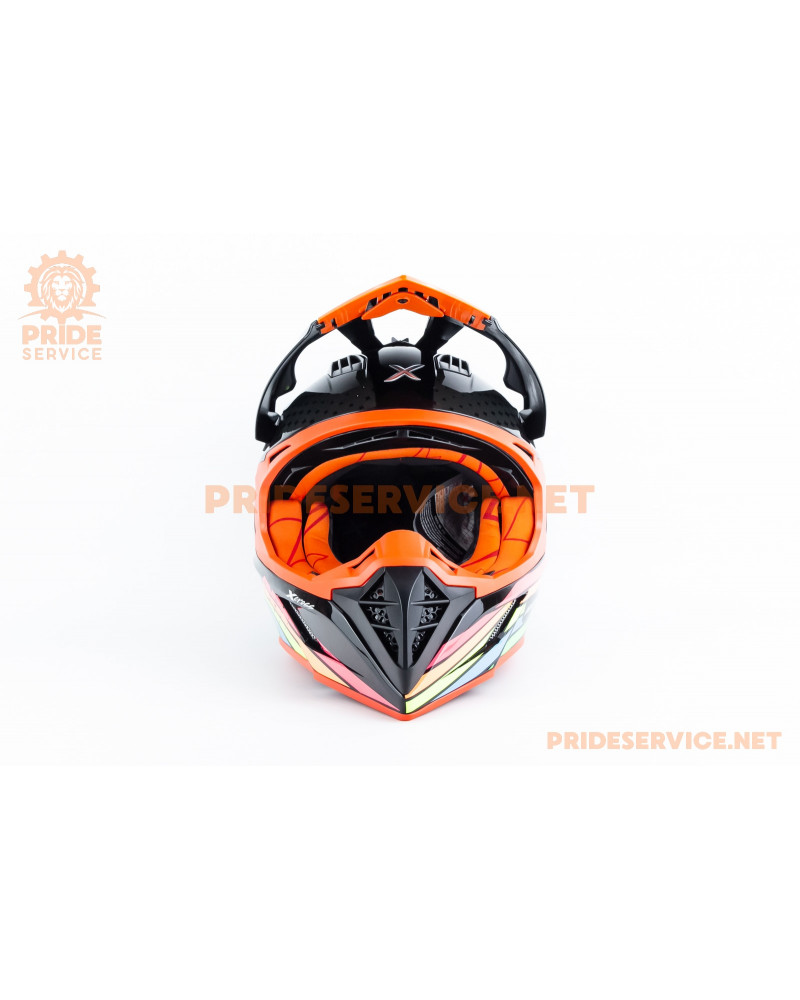 Шолом кросовий X CROSS X2 (стандарт DOT/ECE) S (55-56см), чорно-помаранчевий Шолом кросовий X CROSS X2 (стандарт DOT/ECE) S (55-56см), чорно-помаранчевий