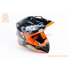 Шолом кросовий X CROSS X2 (стандарт DOT/ECE) S (55-56см), чорно-помаранчевий