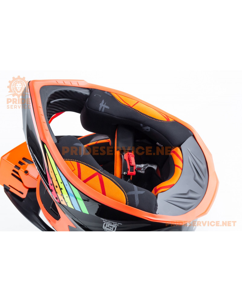 Шолом кросовий X CROSS X2 (стандарт DOT/ECE) S (55-56см), чорно-помаранчевий Шолом кросовий X CROSS X2 (стандарт DOT/ECE) S (55-56см), чорно-помаранчевий