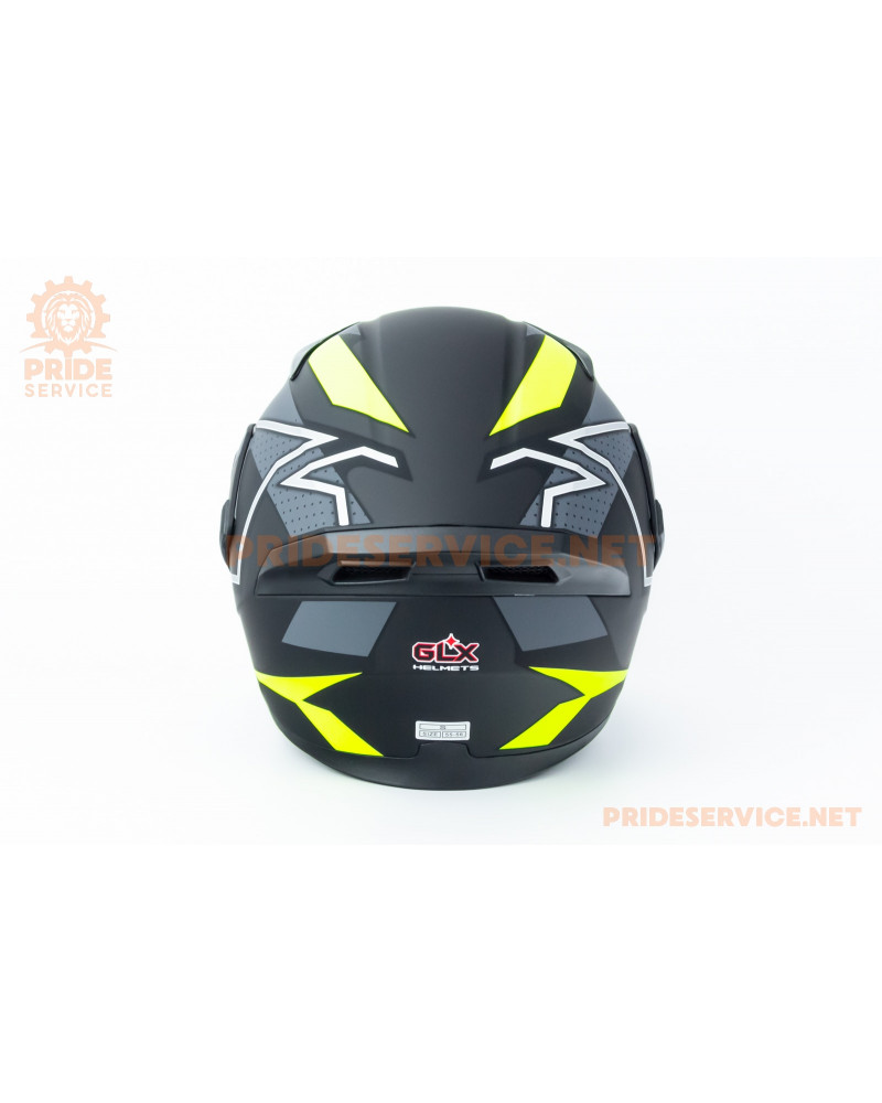 Шолом модуляр з відкидним підборіддям, висувні окуляри GLX-902 S (55-56см), чорно-салатовий мат