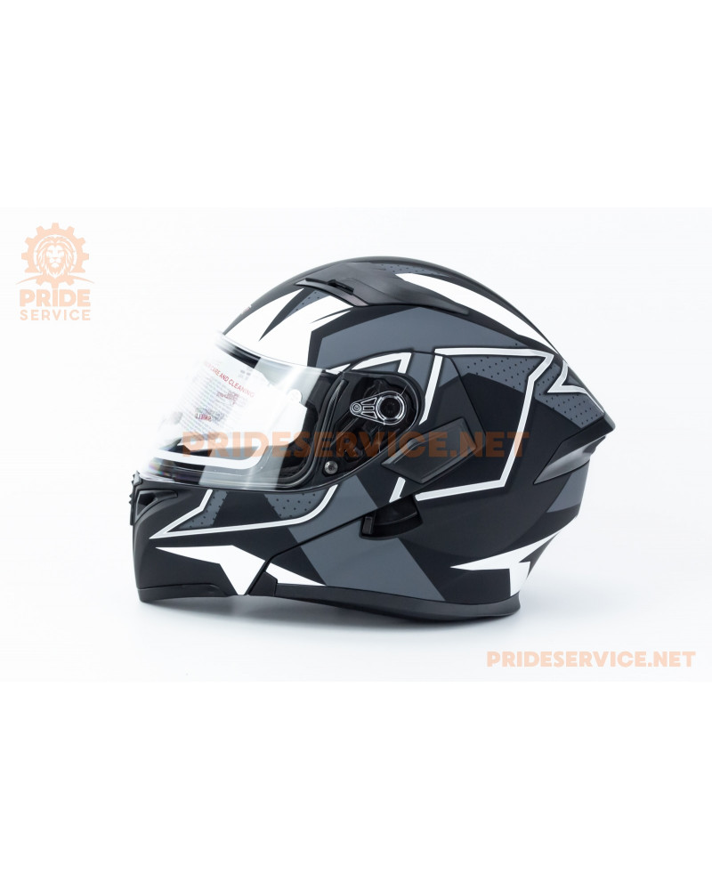 Шолом модуляр з відкидним підборіддям, висувні окуляри GLX-902 M (57-58см), чорно-білий мат