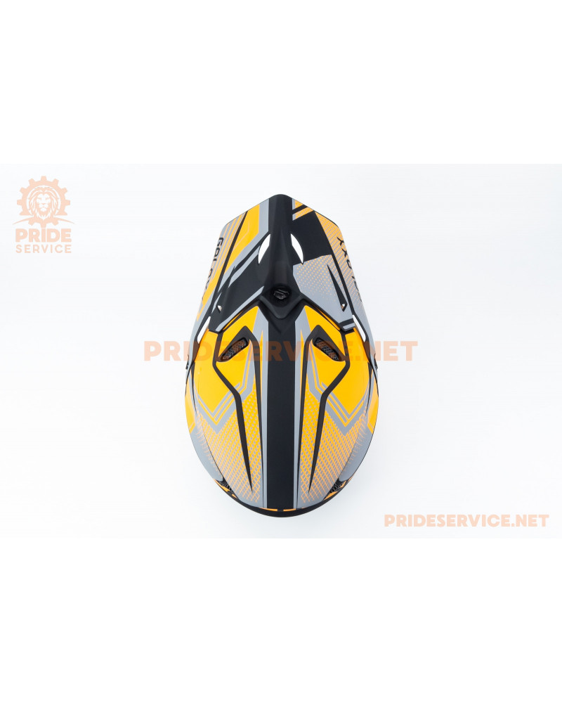 Шолом кросовий (стандарт DOT) GLX-803 L (59-60см), чорно-помаранчевий мат