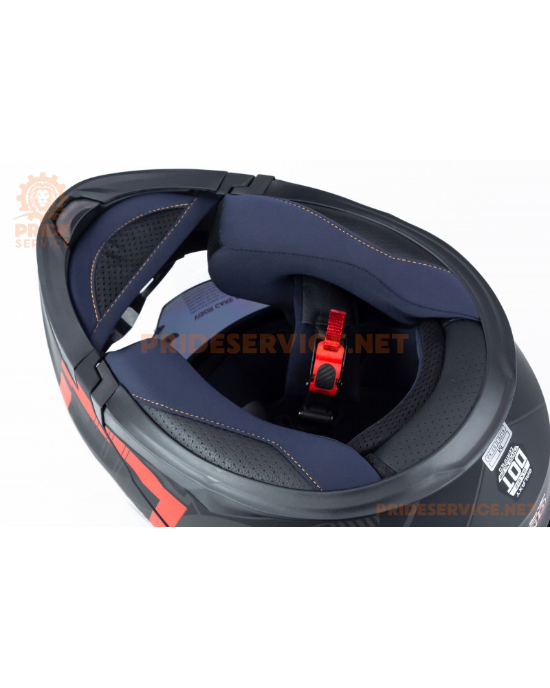 Шолом модуляр з відкидним підборіддям (стандарт DOT), висувні окуляри GLX-912 M (57-58см), чорно-червоний мат