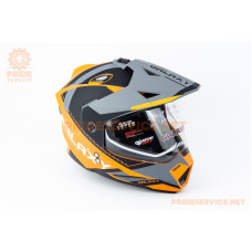 Шолом кросовий з візором (стандарт DOT), висувні окуляри GLX-802 S (55-56см), чорно-помаранчевий мат