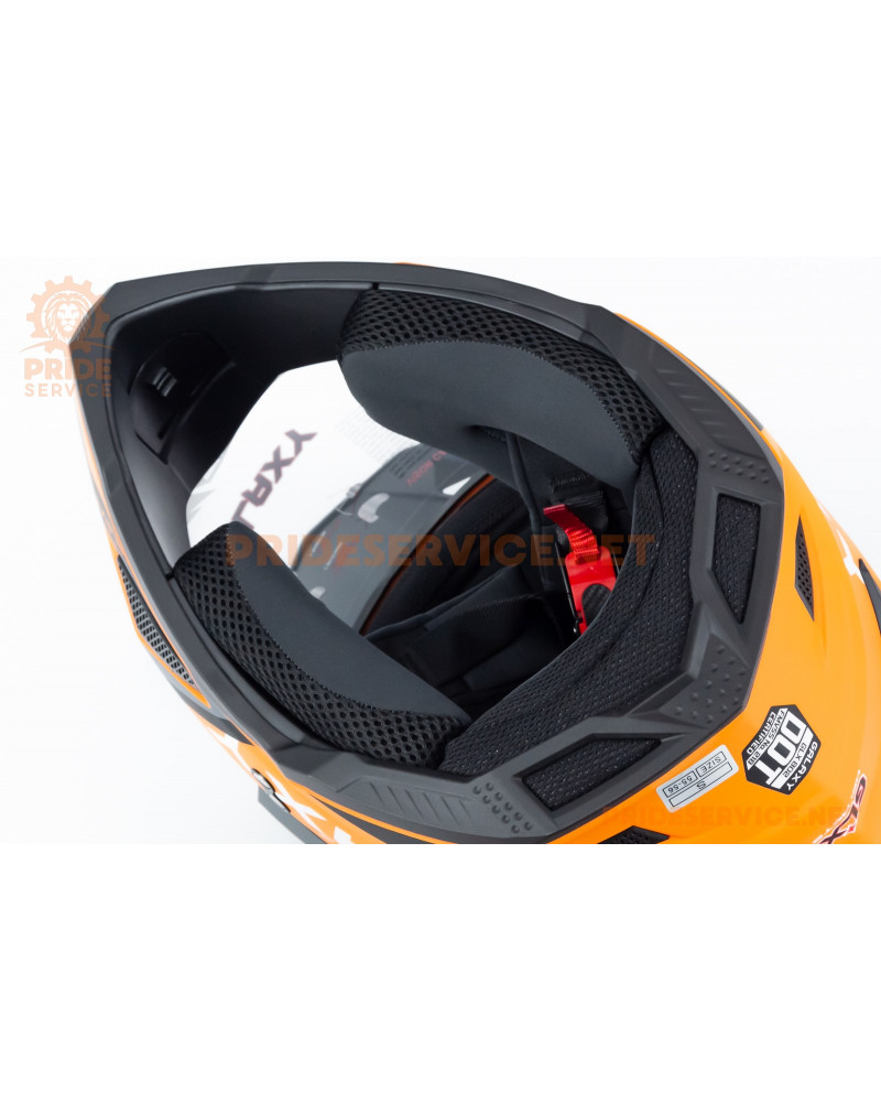 Шолом кросовий з візором (стандарт DOT), висувні окуляри GLX-802 S (55-56см), чорно-помаранчевий мат