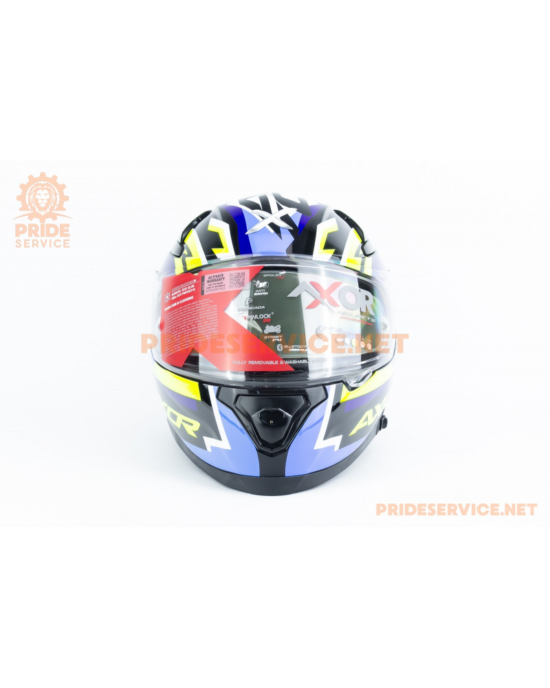 Шолом інтеграл APEX STREAK з пінлоком (стандарт DOT/ECE), висувні сонцезахисні окуляри L (59-60см), чорно-синьо-салатовий Шолом інтеграл APEX STREAK з пінлоком (стандарт DOT/ECE), висувні сонцезахисні окуляри L (59-60см), чорно-синьо-салатовий