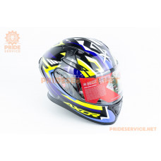 Шолом інтеграл APEX STREAK з пінлоком (стандарт DOT/ECE), висувні сонцезахисні окуляри L (59-60см), чорно-синьо-салатовий