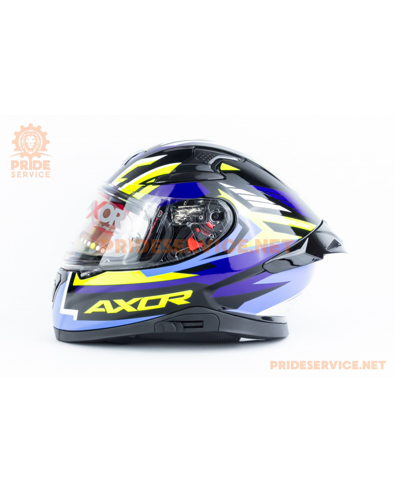 Шолом інтеграл APEX STREAK з пінлоком (стандарт DOT/ECE), висувні сонцезахисні окуляри L (59-60см), чорно-синьо-салатовий Шолом інтеграл APEX STREAK з пінлоком (стандарт DOT/ECE), висувні сонцезахисні окуляри L (59-60см), чорно-синьо-салатовий