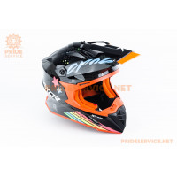 Шолом кросовий X CROSS X2 (стандарт DOT/ECE) М (57-58см), чорно-помаранчевий