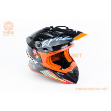 Шолом кросовий X CROSS X2 (стандарт DOT/ECE) М (57-58см), чорно-помаранчевий