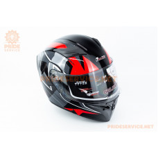 Шолом модуляр з відкидним підборіддям, висувні окуляри GLX-902 S (55-56см), чорно-червоний