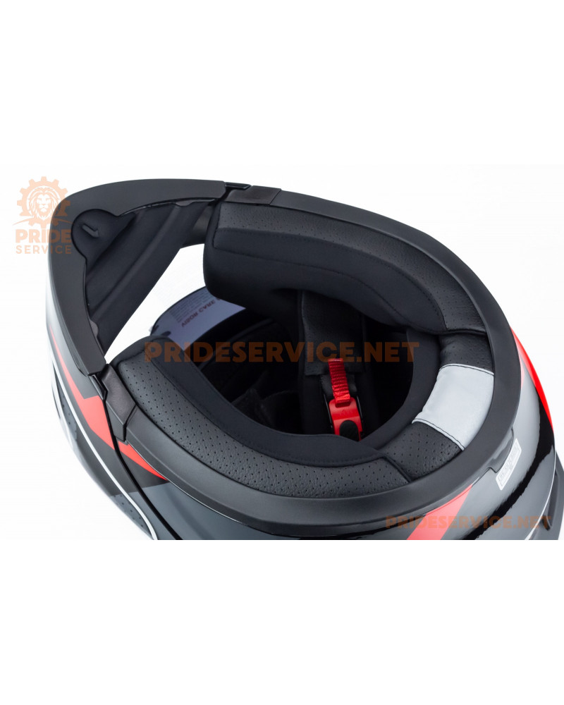 Шолом модуляр з відкидним підборіддям, висувні окуляри GLX-902 S (55-56см), чорно-червоний