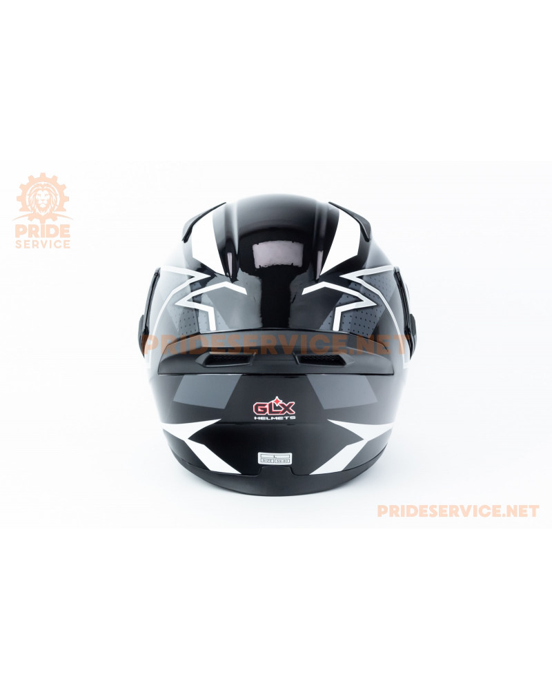 Шолом модуляр з відкидним підборіддям, висувні окуляри GLX-902 L (59-60см), чорно-білий