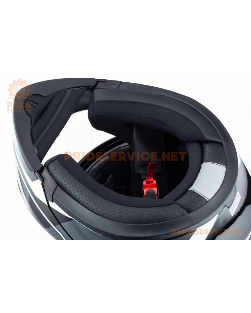 Шолом модуляр з відкидним підборіддям, висувні окуляри GLX-902 L (59-60см), чорно-білий