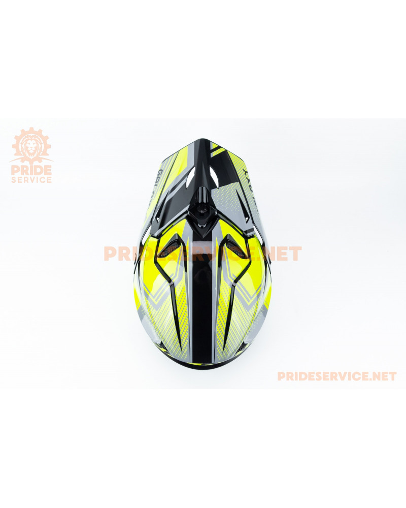 Шолом кросовий (стандарт DOT) GLX-803 L (59-60см), чорно-салатовий