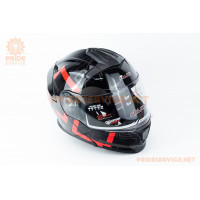 Шолом модуляр з відкидним підборіддям (стандарт DOT), висувні окуляри GLX-912 L (59-60см), чорно-червоний