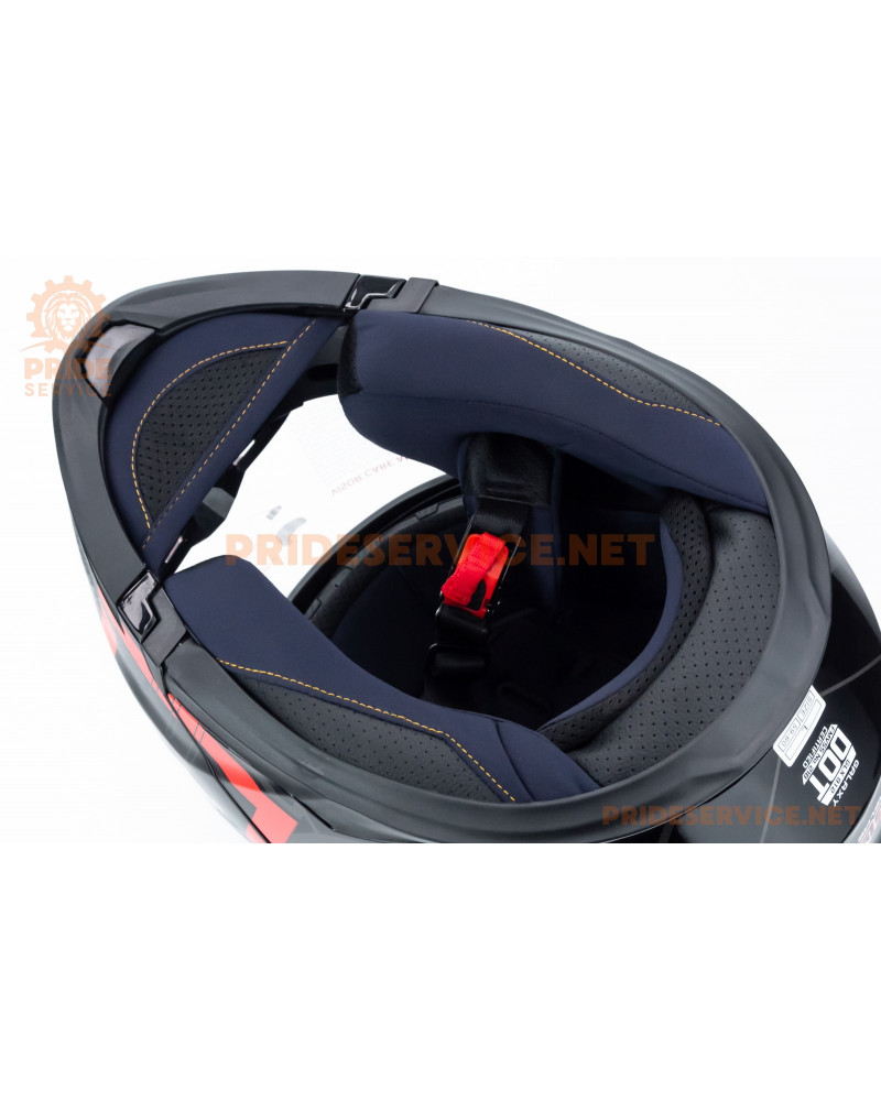 Шолом модуляр з відкидним підборіддям (стандарт DOT), висувні окуляри GLX-912 L (59-60см), чорно-червоний