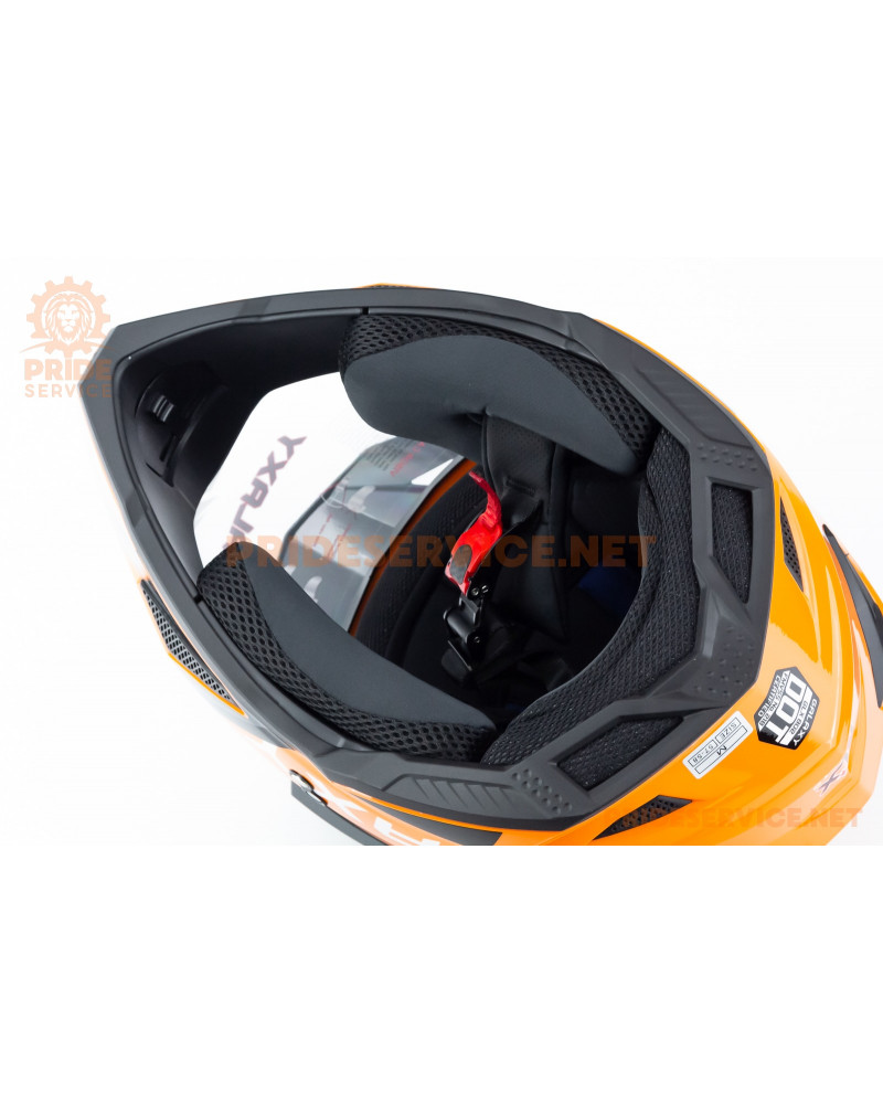 Шолом кросовий з візором (стандарт DOT), висувні окуляри GLX-802 M (57-58см), чорно-помаранчевий