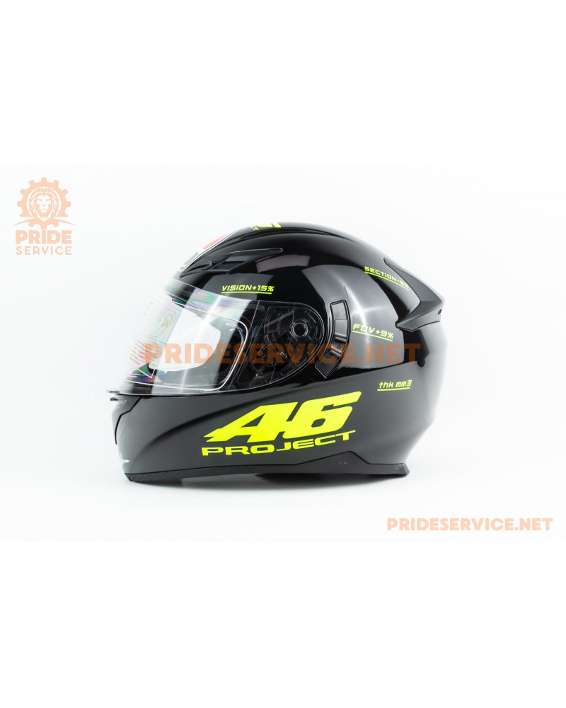 Шолом інтеграл з LED підсвічуванням, висувні окуляри K-3 S, чорно-салатовий PROJECT 46