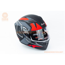 Шолом модуляр з відкидним підборіддям, висувні окуляри GLX-902 S (55-56см), чорно-червоний мат