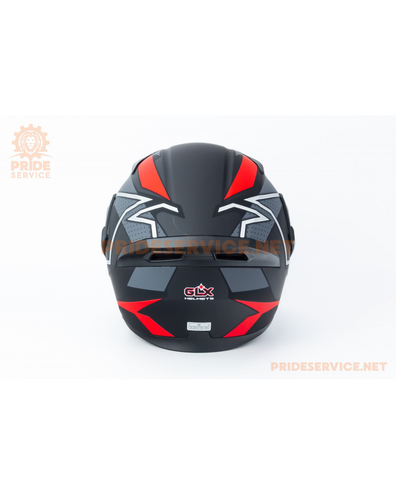 Шолом модуляр з відкидним підборіддям, висувні окуляри GLX-902 S (55-56см), чорно-червоний мат