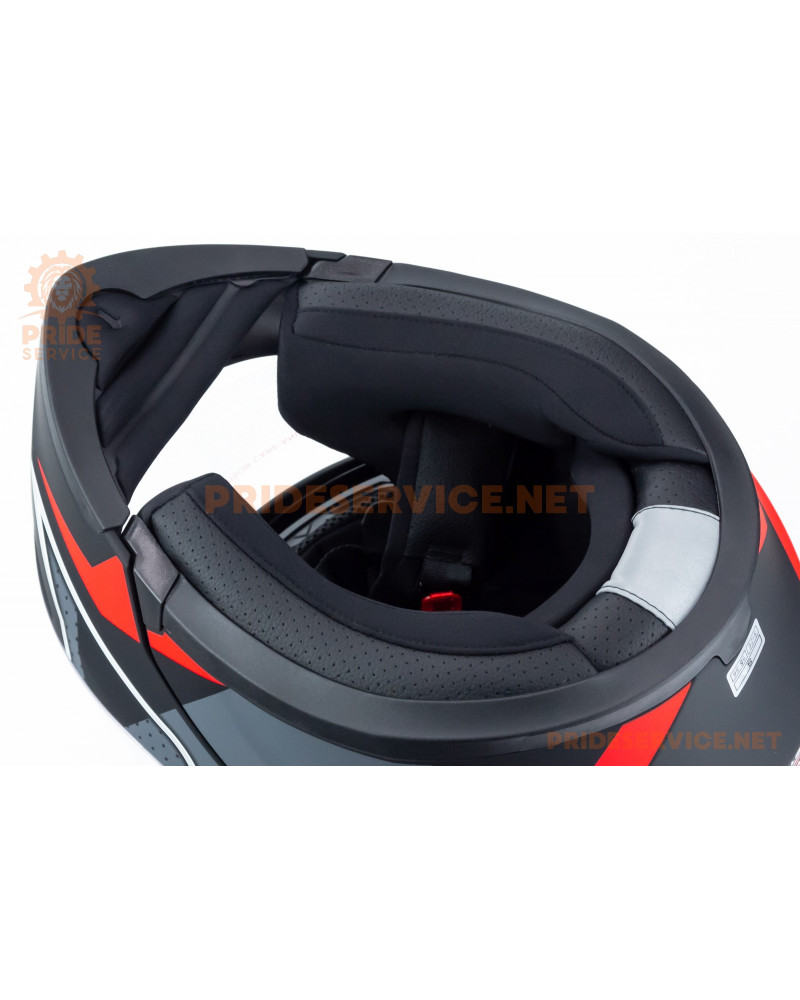 Шолом модуляр з відкидним підборіддям, висувні окуляри GLX-902 S (55-56см), чорно-червоний мат