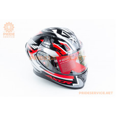 Шолом інтеграл APEX STREAK з пінлоком (стандарт DOT/ECE), висувні сонцезахисні окуляри L (59-60см), чорно-червоний