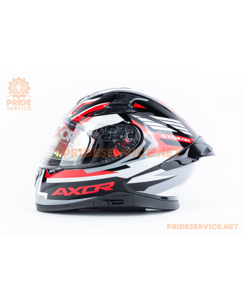 Шолом інтеграл APEX STREAK з пінлоком (стандарт DOT/ECE), висувні сонцезахисні окуляри L (59-60см), чорно-червоний Шолом інтеграл APEX STREAK з пінлоком (стандарт DOT/ECE), висувні сонцезахисні окуляри L (59-60см), чорно-червоний