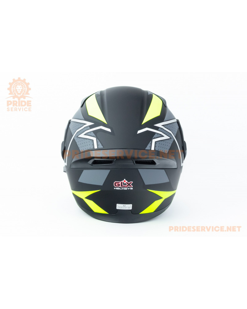 Шолом модуляр з відкидним підборіддям, висувні окуляри GLX-902 M (57-58см), чорно-салатовий мат