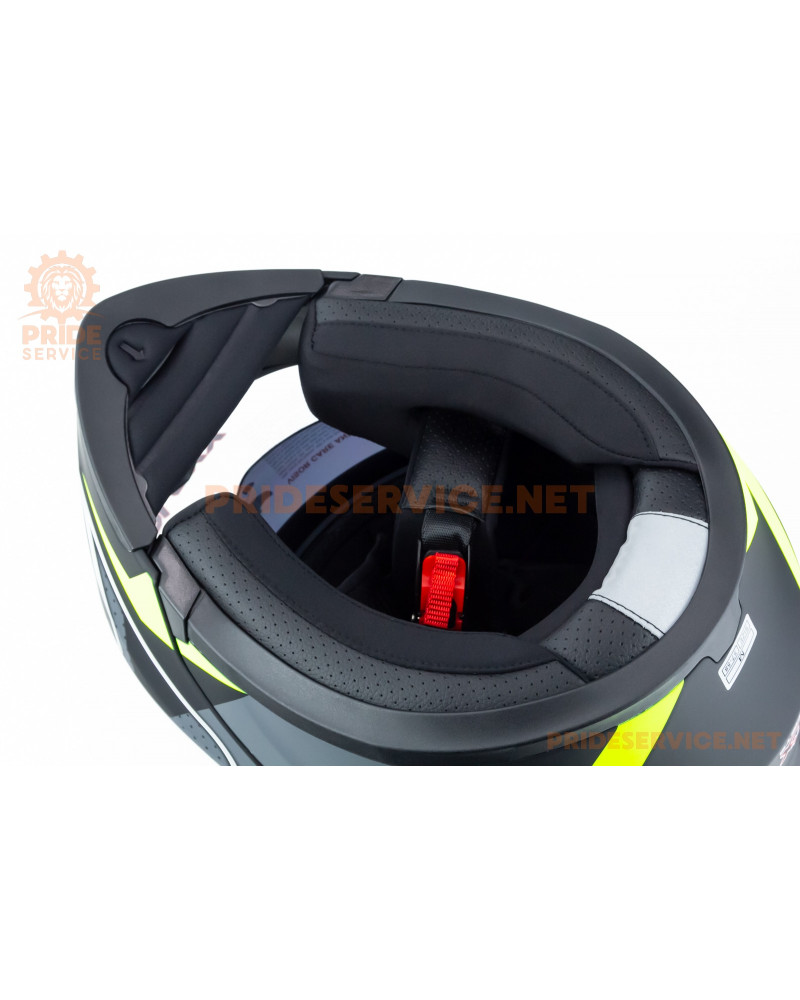 Шолом модуляр з відкидним підборіддям, висувні окуляри GLX-902 M (57-58см), чорно-салатовий мат