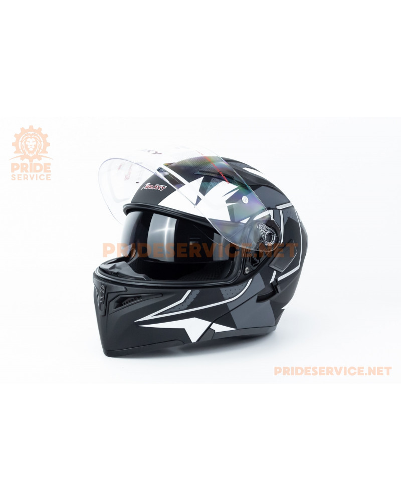 Шолом модуляр з відкидним підборіддям, висувні окуляри GLX-902 L (59-60см), чорно-білий мат