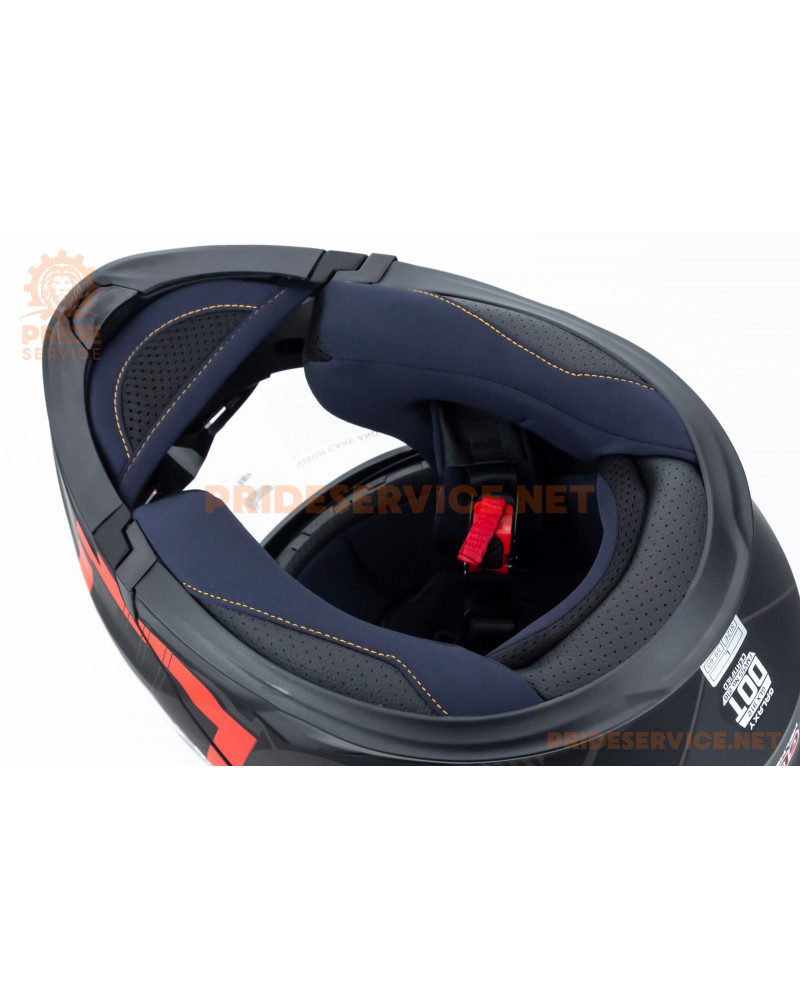 Шолом модуляр з відкидним підборіддям (стандарт DOT), висувні окуляри GLX-912 L (59-60см), чорно-червоний мат