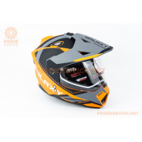 Шолом кросовий з візором (стандарт DOT), висувні окуляри GLX-802 M (57-58см), чорно-помаранчевий мат