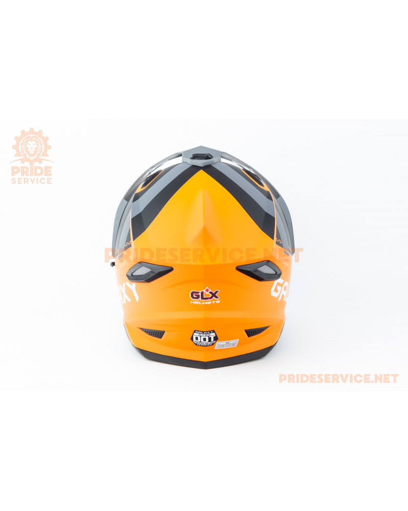 Шолом кросовий з візором (стандарт DOT), висувні окуляри GLX-802 M (57-58см), чорно-помаранчевий мат