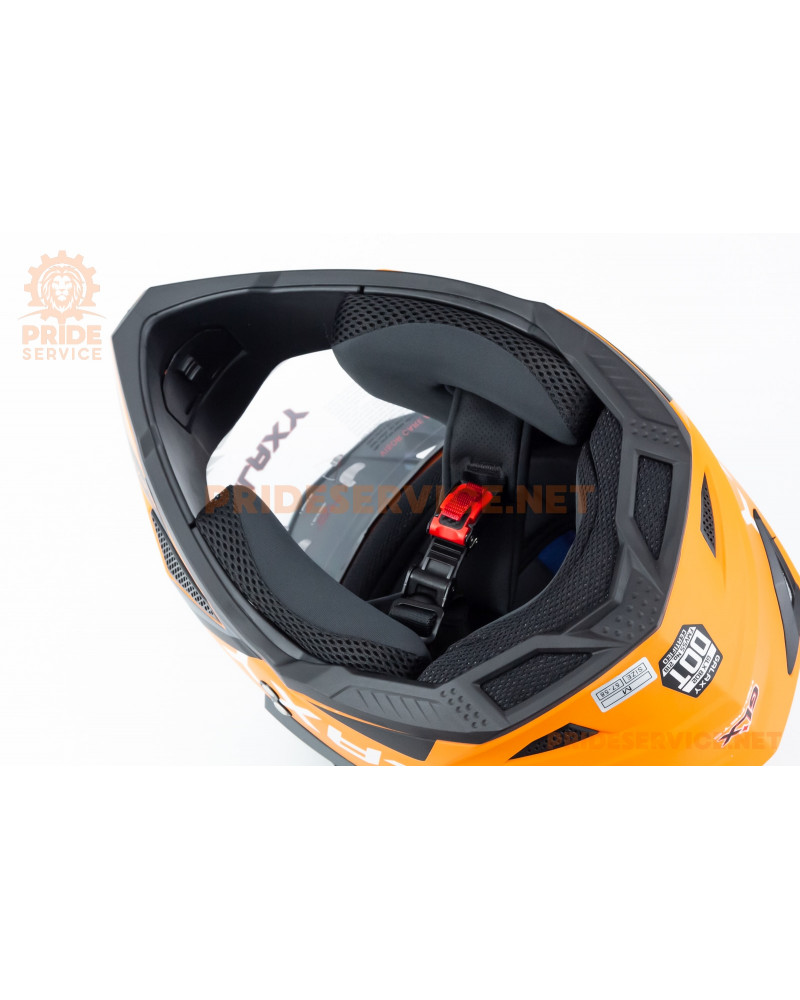 Шолом кросовий з візором (стандарт DOT), висувні окуляри GLX-802 M (57-58см), чорно-помаранчевий мат
