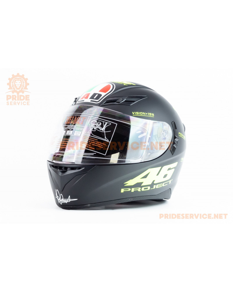 Шолом інтеграл з LED підсвічуванням, висувні окуляри K-3 S, чорно-салатовий PROJECT 46 мат