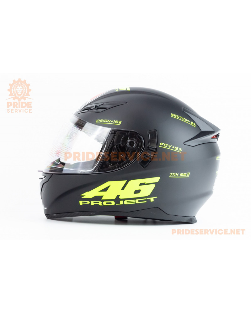 Шолом інтеграл з LED підсвічуванням, висувні окуляри K-3 S, чорно-салатовий PROJECT 46 мат