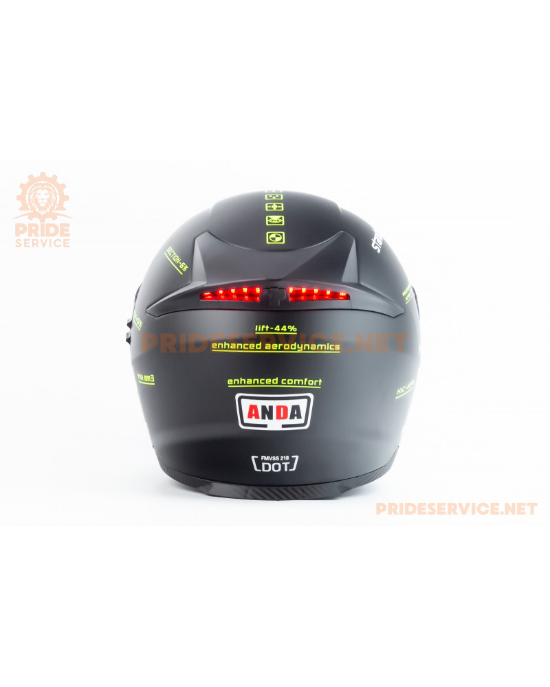 Шолом інтеграл з LED підсвічуванням, висувні окуляри K-3 S, чорно-салатовий PROJECT 46 мат