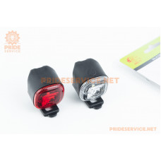 Ліхтар передній 1 діод + задній 1 діод, під батарейки CR2032х2, силіконові, JY-3151