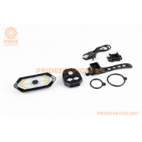 Ліхтар задній з поворотниками, пульт дистанційного керування, Li-ion 3.7V 900mAh зарядка від USB, вологозахисний, чорний FY-1820