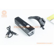 Ліхтар передній 1 діод 300 lumen, Li-ion 3.7V 1800mAh зарядка від USB, чорний JY-7203-300