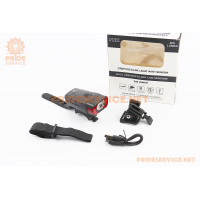Ліхтар передній 1 діод 200 lumen, Li-ion 3.7V 800mAh зарядка від USB, ДАТЧИК СВІТЛА, вологозахисний, чорний PNK