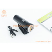 Ліхтар передній 1 діод 320 lumen, Li-ion 3.7V 1800mAh зарядка від USB, чорний JY-7205-1