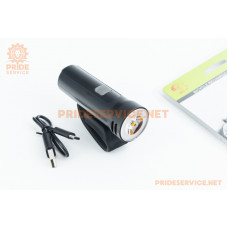 Ліхтар передній 1 діод 320 lumen, Li-ion 3.7V 1800mAh зарядка від USB, чорний JY-7205-1